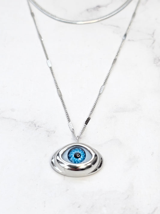 Collar Doble - Ojo Azul