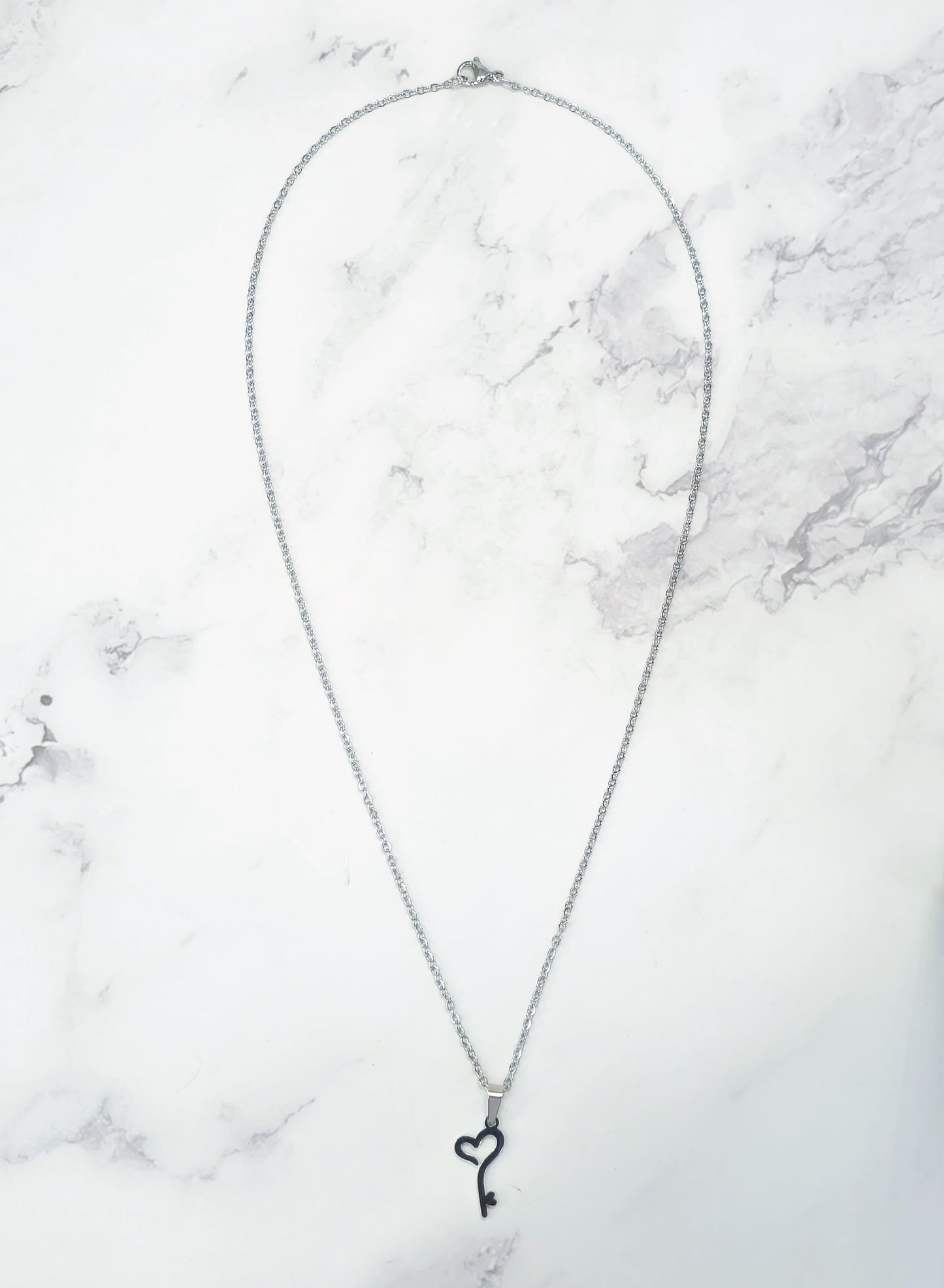 Juego Collar Llave Corazon - Plateado