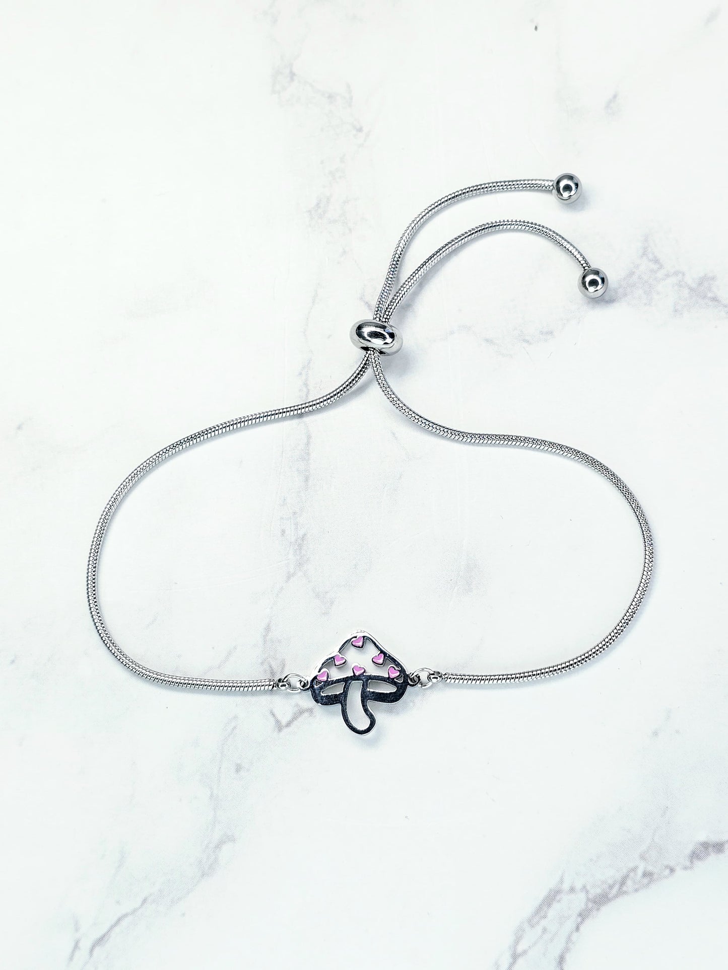 Pulsera Hongo y Corazones - Rosa